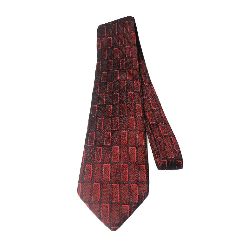 Hugo Boss BOSS Black Label Men's Neck Tie Red and Black 100% Silk 56" x 3.75"